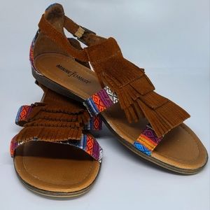 Minnetonka Southwest Fringe Boho Sandal Flats